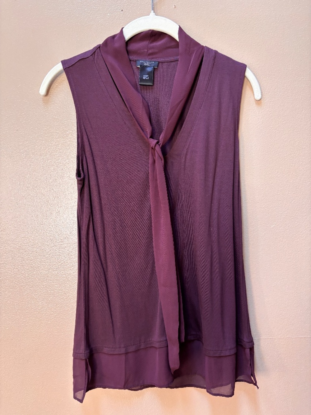 Ann Taylor Petite Sleeveless Maroon Tie Top Size XXSP